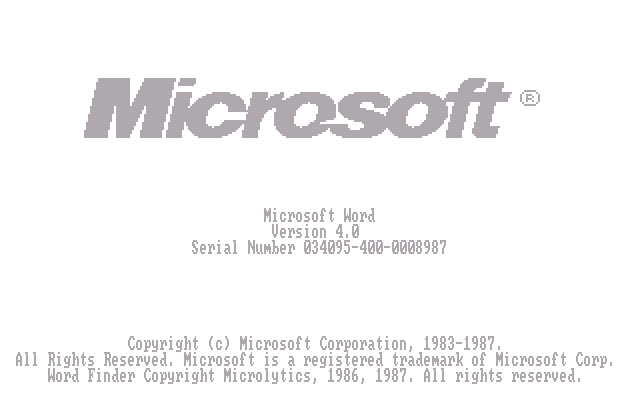 Microsoft Word 4 for DOS - Splash